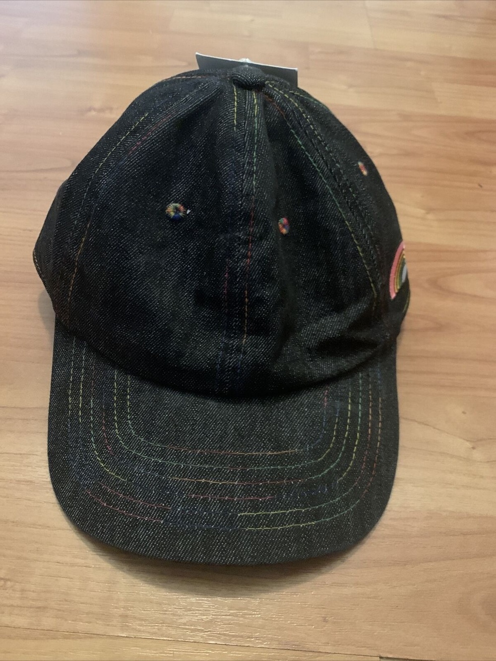 Take Pride Adult Unisex Black Denim StrapBack Hat Cap Rainbow
